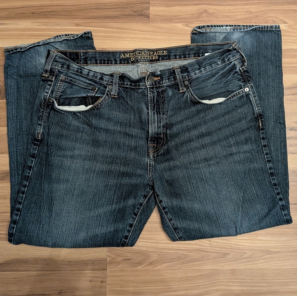 American Eagle Original Straight Jeans Mens 39x30 Blue Dark Wash